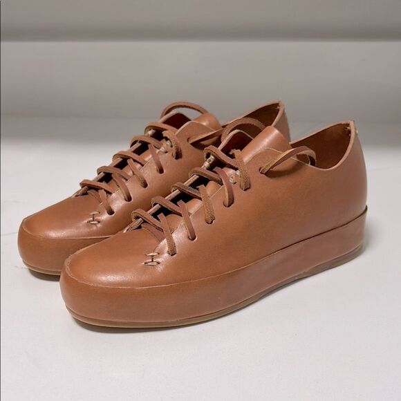 FEIT Hand Sewn Tan Leather Low Top Sneakers - Sz 35 - US 5 - Picture 5 of 15